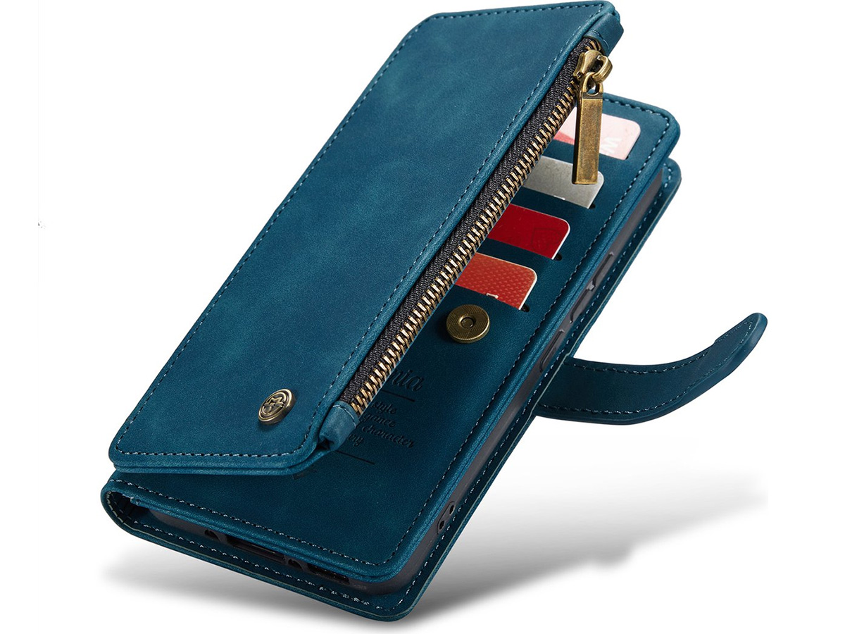 CaseMania Ritsvak Wallet Case Blauw - Samsung Galaxy A55 Hoesje