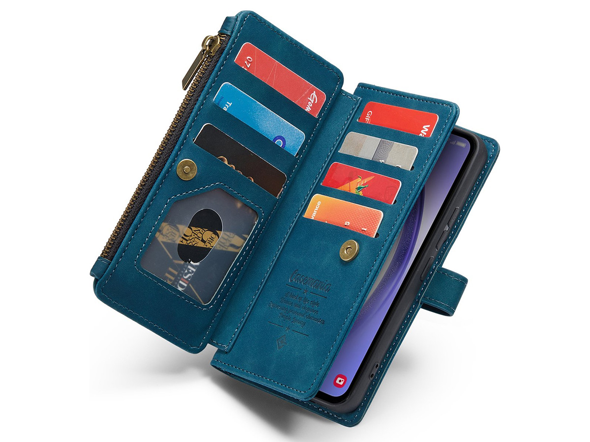 CaseMania Ritsvak Wallet Case Blauw - Samsung Galaxy A55 Hoesje