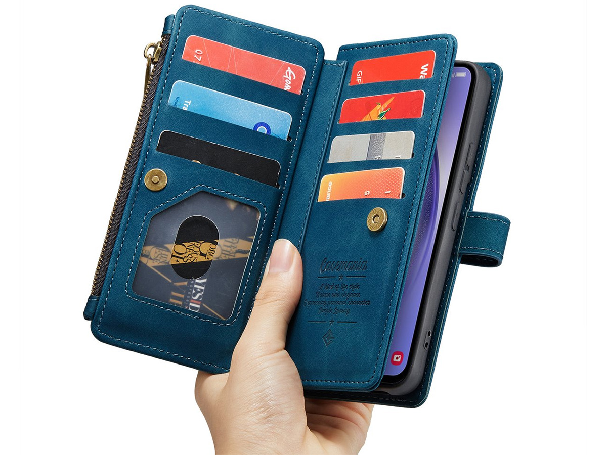 CaseMania Ritsvak Wallet Case Blauw - Samsung Galaxy A55 Hoesje