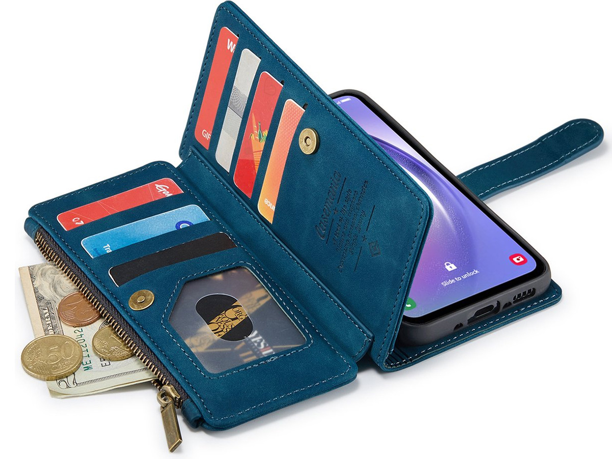 CaseMania Ritsvak Wallet Case Blauw - Samsung Galaxy A55 Hoesje