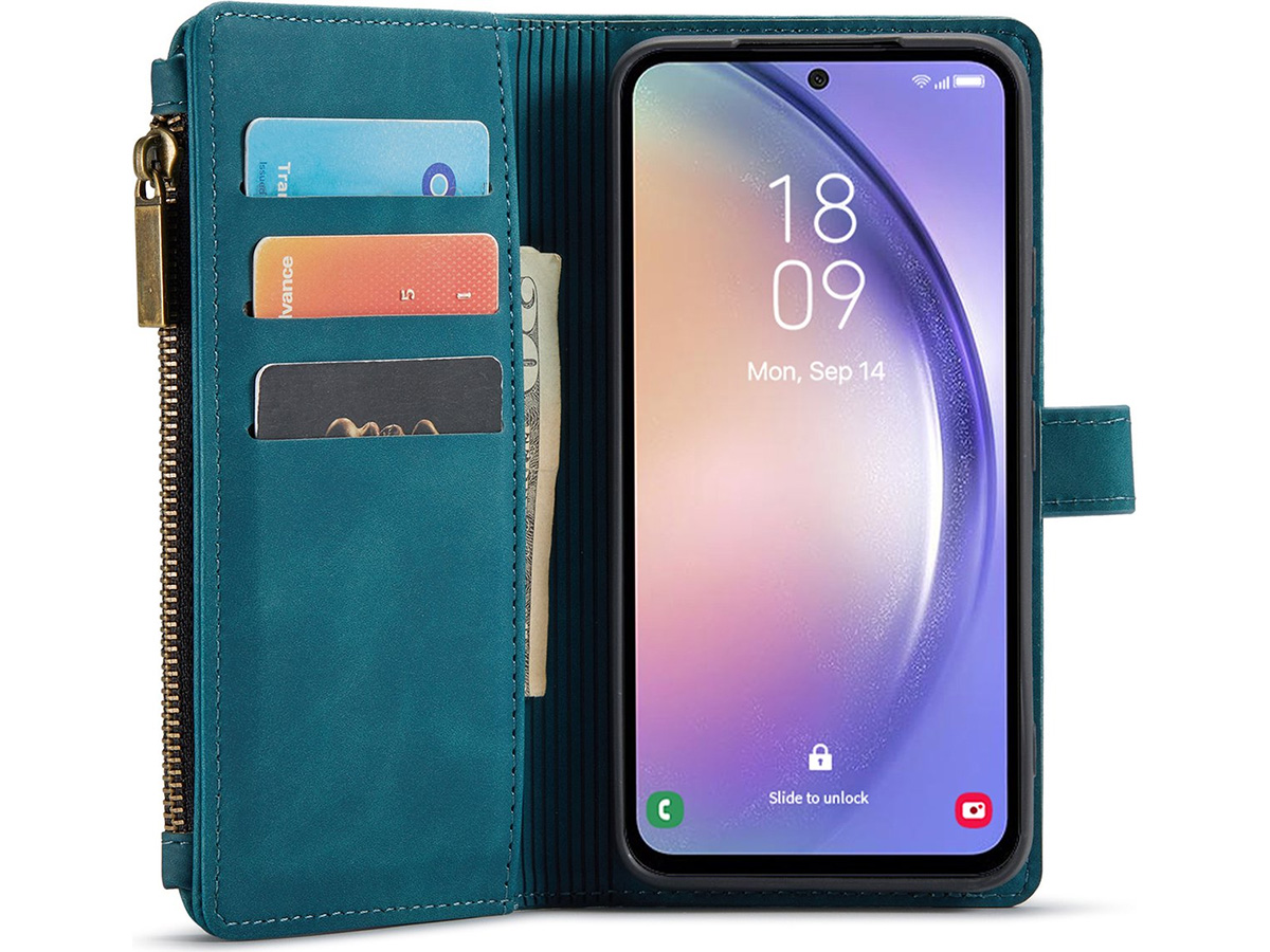 CaseMania Ritsvak Wallet Case Groen - Samsung Galaxy A55 Hoesje