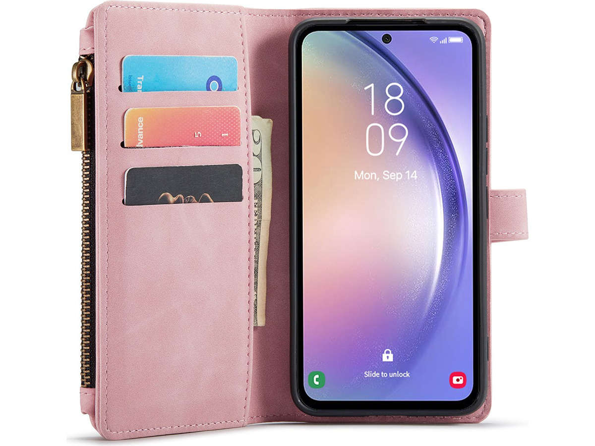 CaseMania Ritsvak Wallet Case Roze - Samsung Galaxy A55 Hoesje