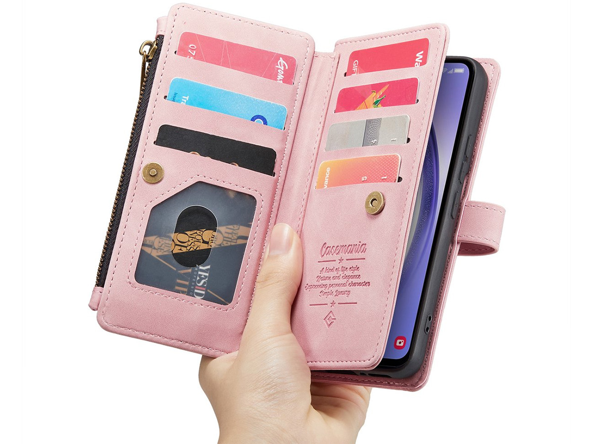 CaseMania Ritsvak Wallet Case Roze - Samsung Galaxy A55 Hoesje