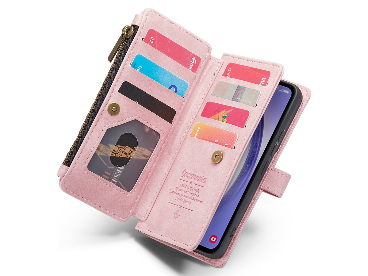 CaseMania Ritsvak Wallet Case Roze - Samsung Galaxy A55 Hoesje