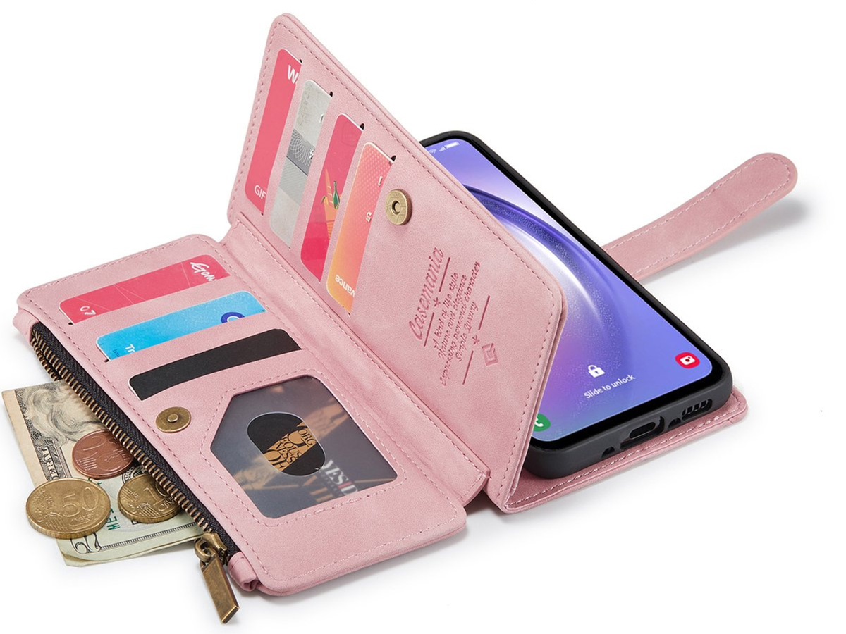 CaseMania Ritsvak Wallet Case Roze - Samsung Galaxy A55 Hoesje