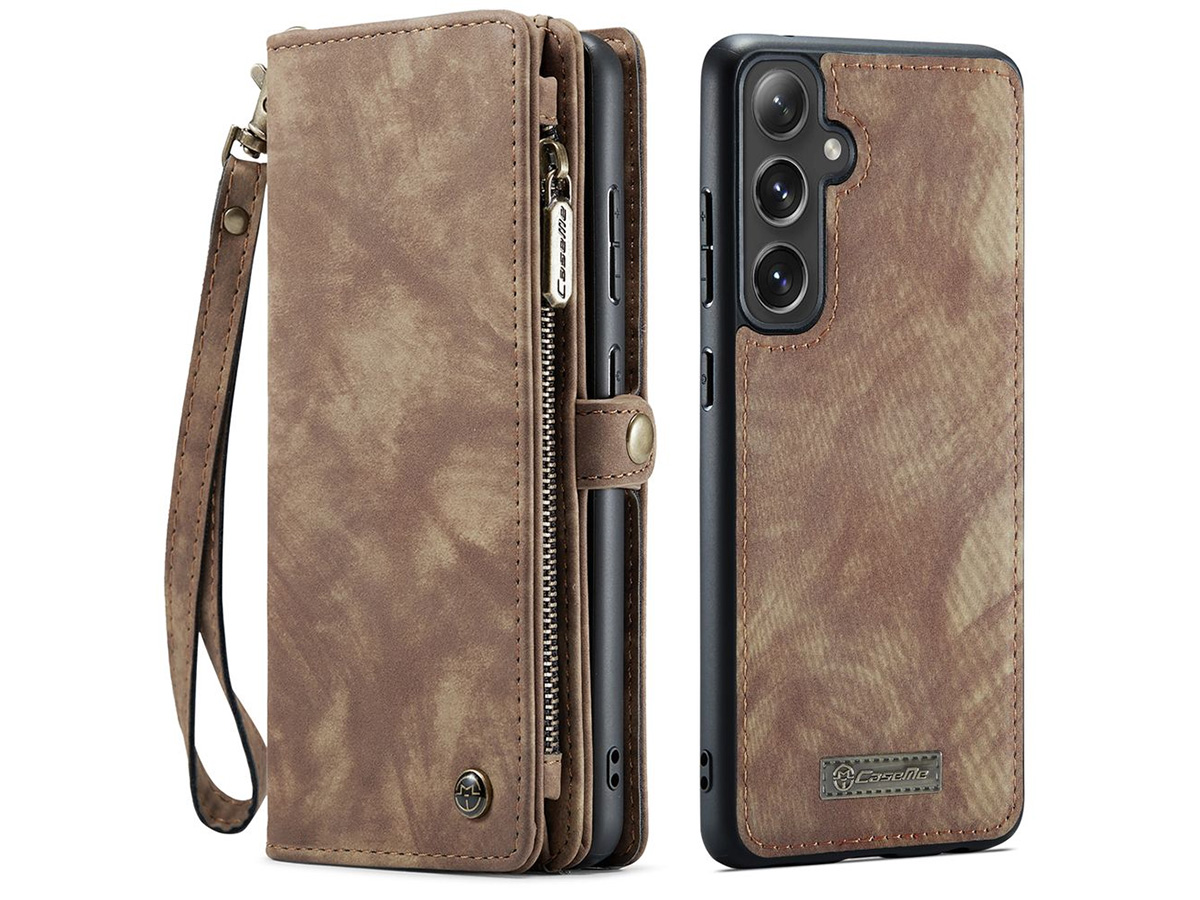 CaseMe 2in1 Wallet Ritsvak Case Bruin - Samsung Galaxy A55 Hoesje