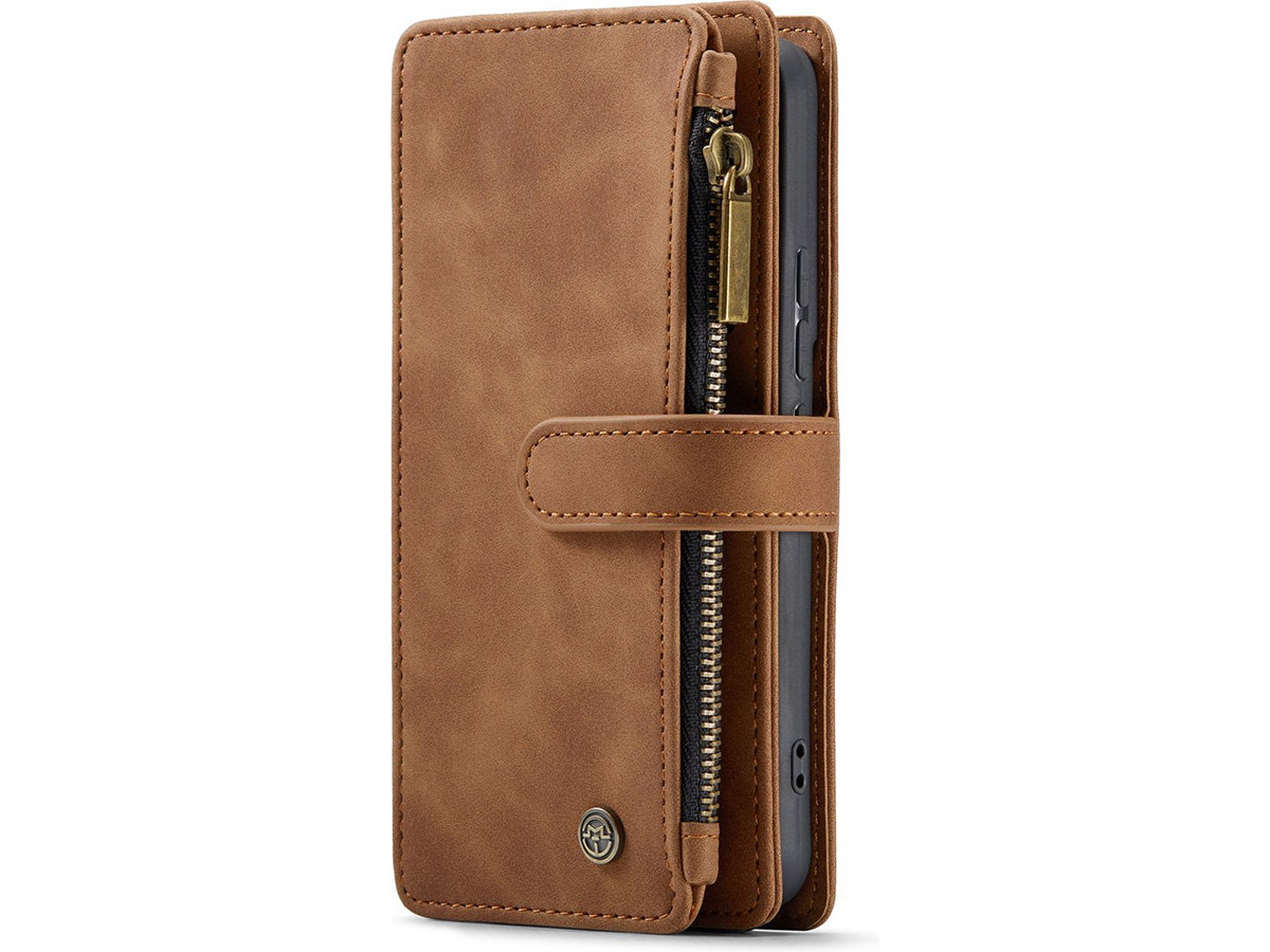 CaseMania Ritsvak Wallet Case Bruin - Samsung Galaxy A55 Hoesje