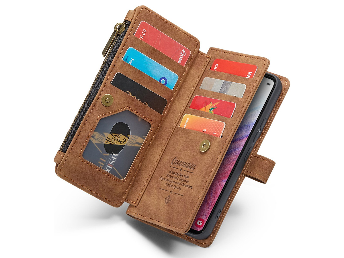 CaseMania Ritsvak Wallet Case Bruin - Samsung Galaxy A55 Hoesje