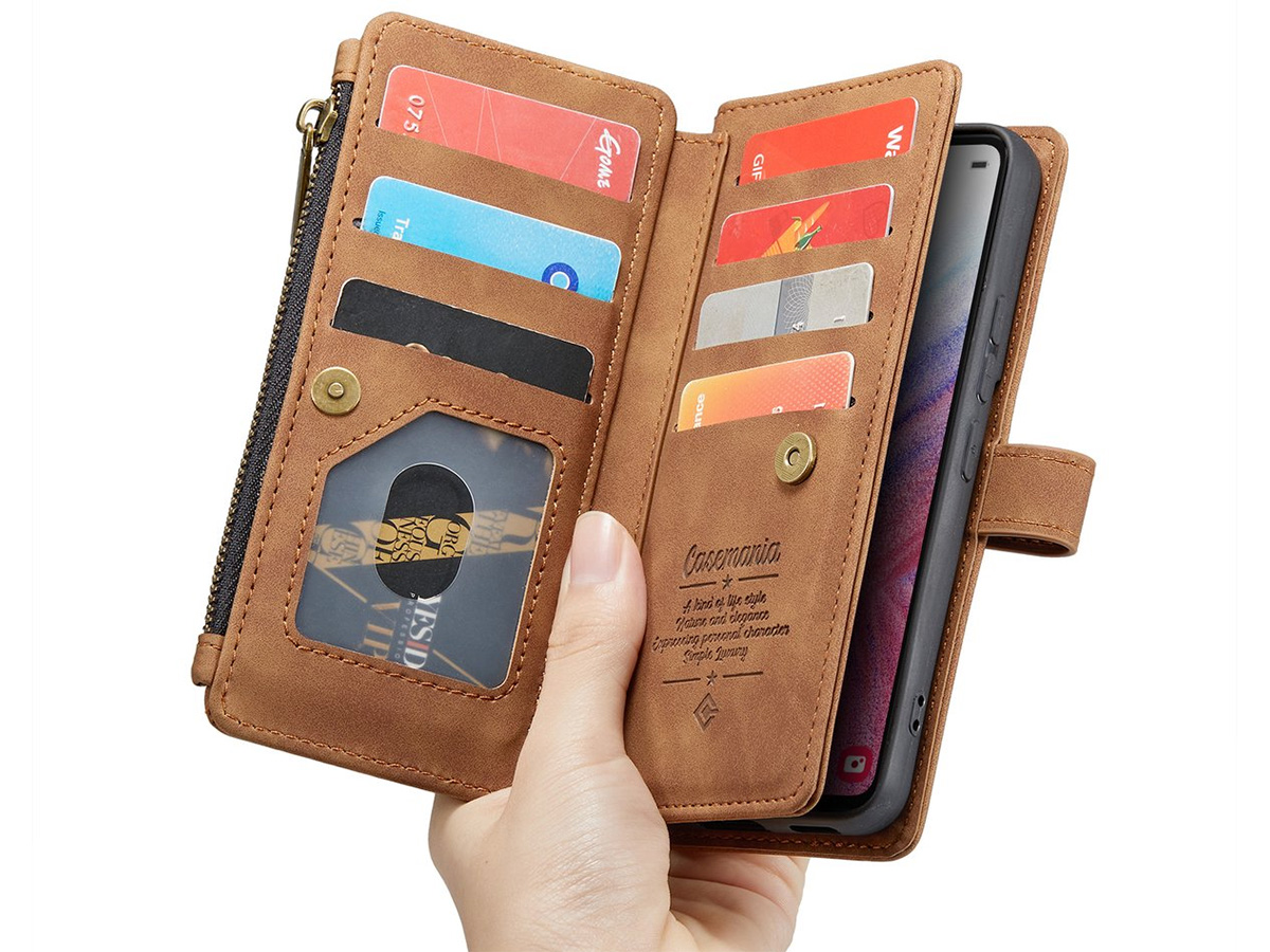 CaseMania Ritsvak Wallet Case Bruin - Samsung Galaxy A55 Hoesje