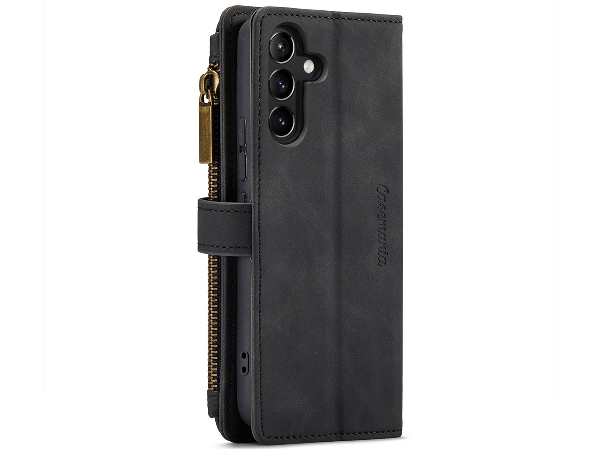 CaseMania Ritsvak Wallet Case Zwart - Samsung Galaxy A55 Hoesje