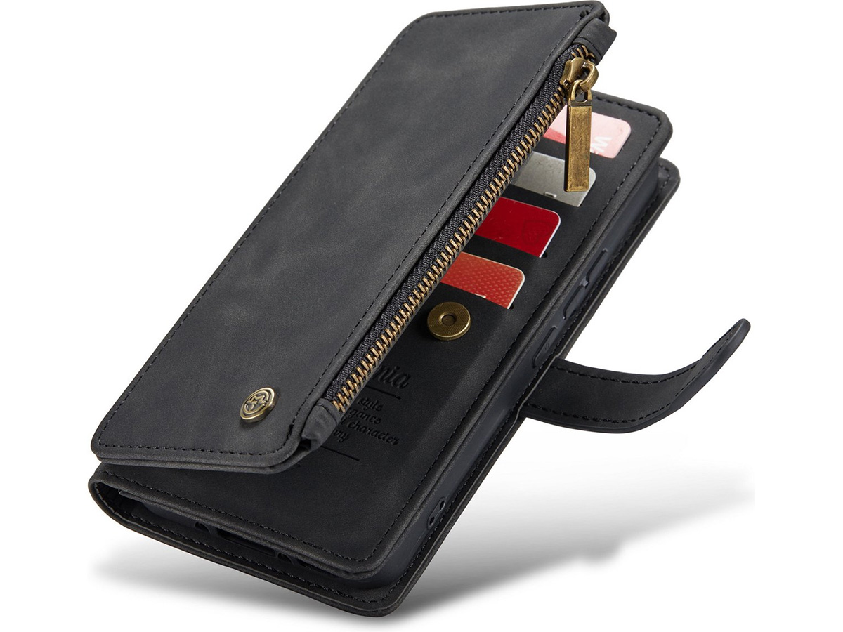 CaseMania Ritsvak Wallet Case Zwart - Samsung Galaxy A55 Hoesje