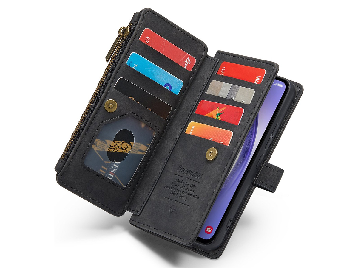 CaseMania Ritsvak Wallet Case Zwart - Samsung Galaxy A55 Hoesje