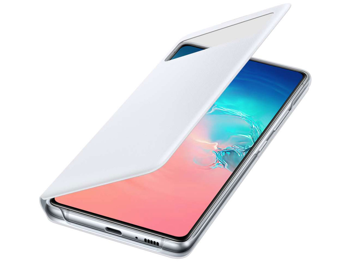 Overzicht eiland Werkloos Samsung Galaxy S10 Lite S-View Wallet Cover Hoesje Wit