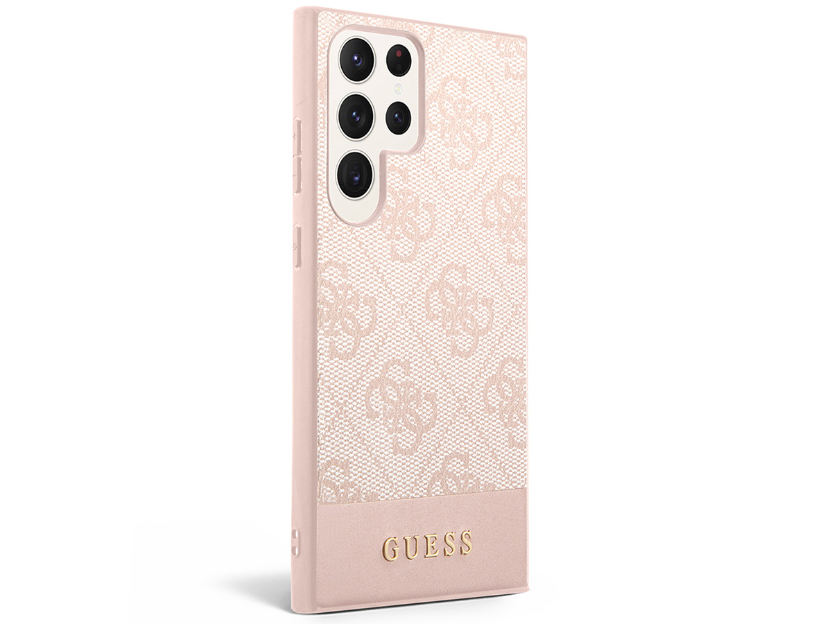 Guess Monogram Stripe Case Roze - Samsung Galaxy S23 Ultra hoesje