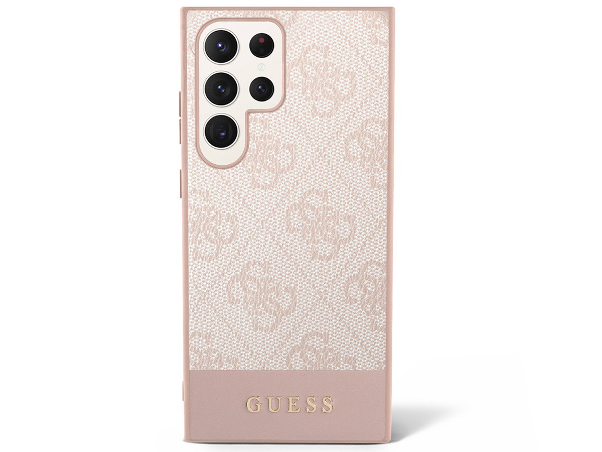 Guess Monogram Stripe Case Roze - Samsung Galaxy S23 Ultra hoesje