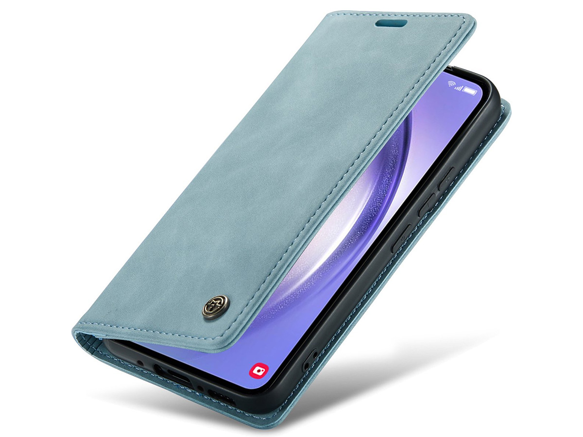 CaseMania Vintage Slim Bookcase Aqua - Samsung Galaxy S24 FE hoesje