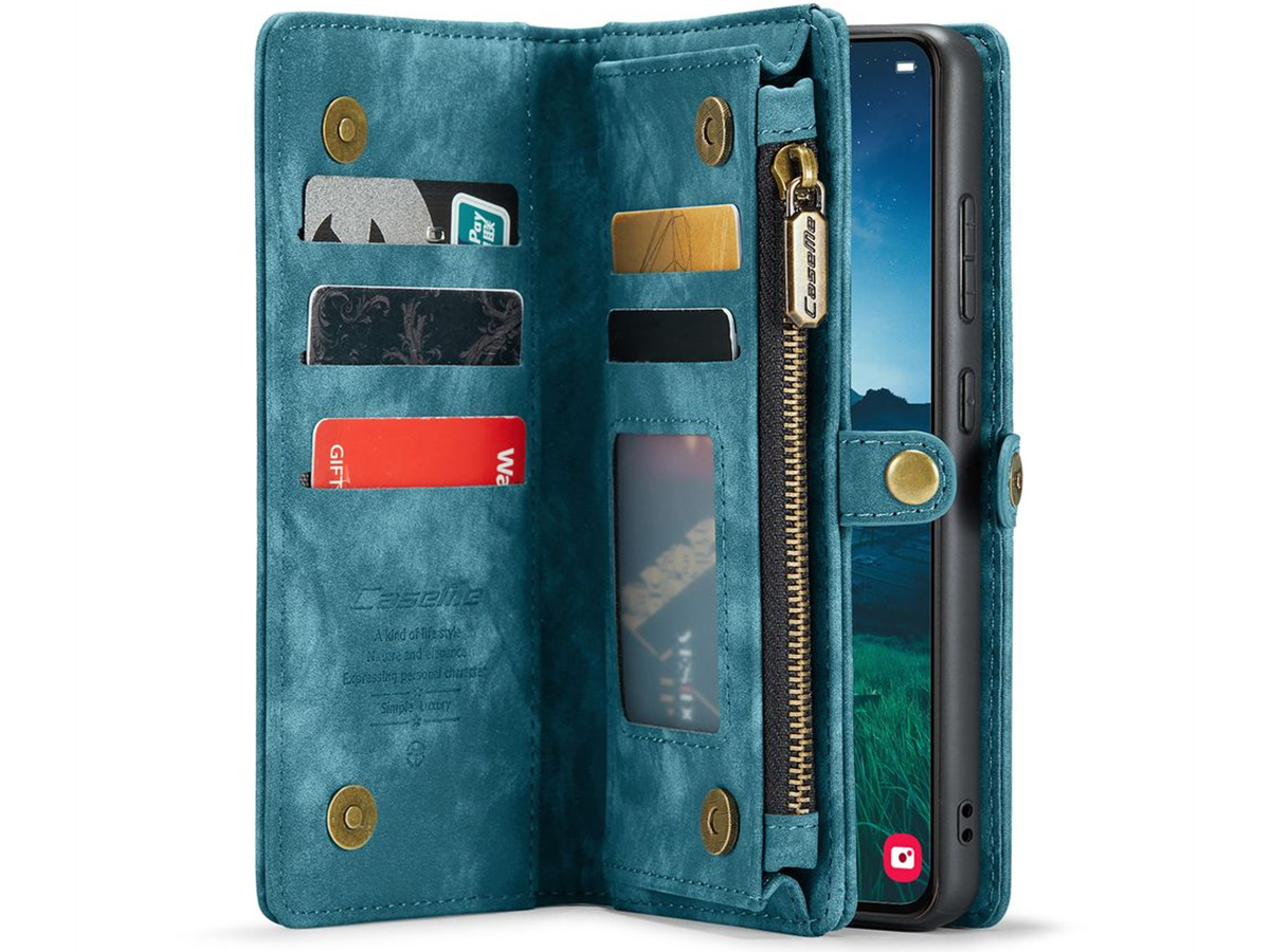 CaseMe 2in1 Wallet Ritsvak Case Blauw - Samsung Galaxy S24 FE Hoesje