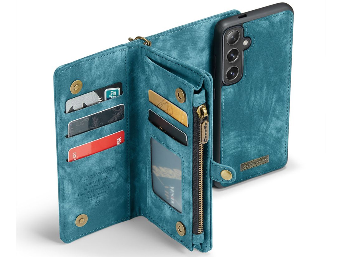 CaseMe 2in1 Wallet Ritsvak Case Blauw - Samsung Galaxy S24 FE Hoesje