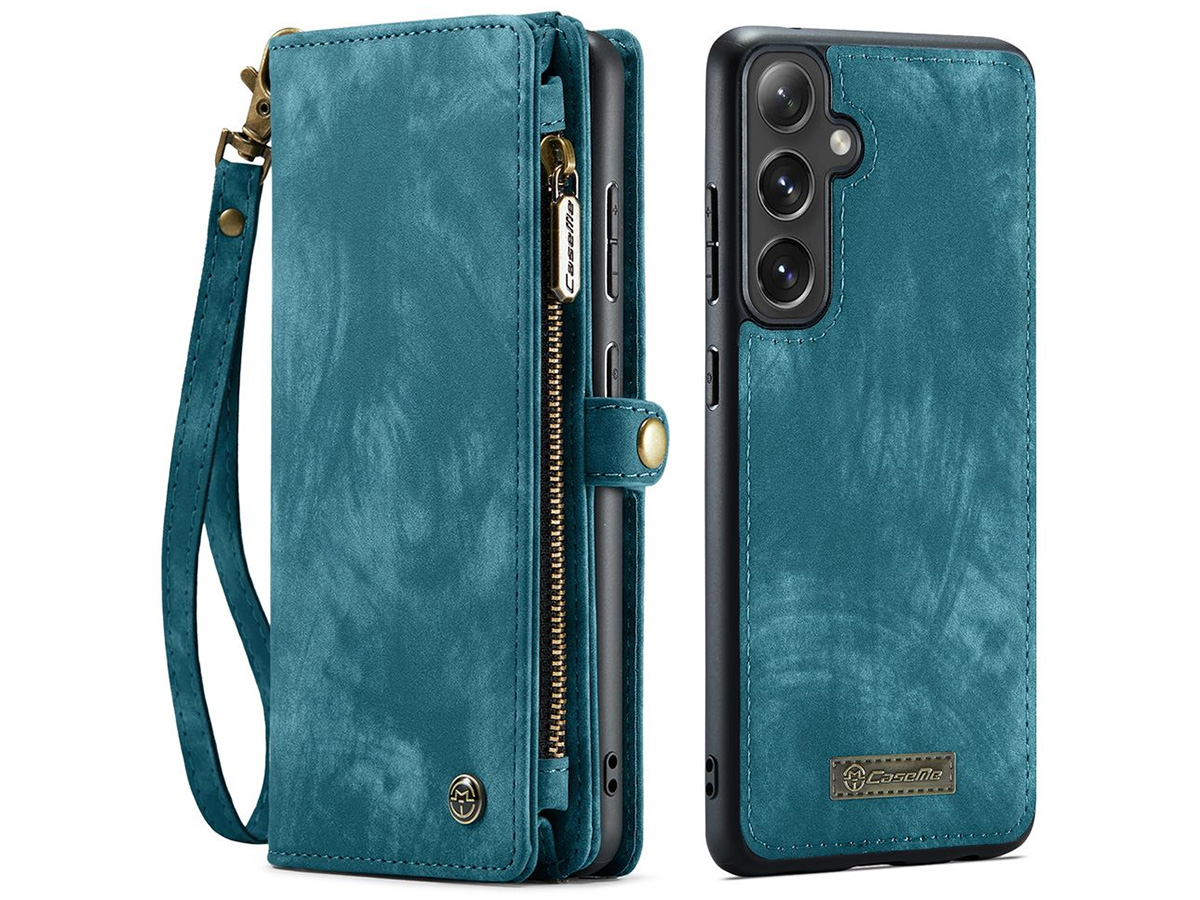 CaseMe 2in1 Wallet Ritsvak Case Blauw - Samsung Galaxy S24 FE Hoesje