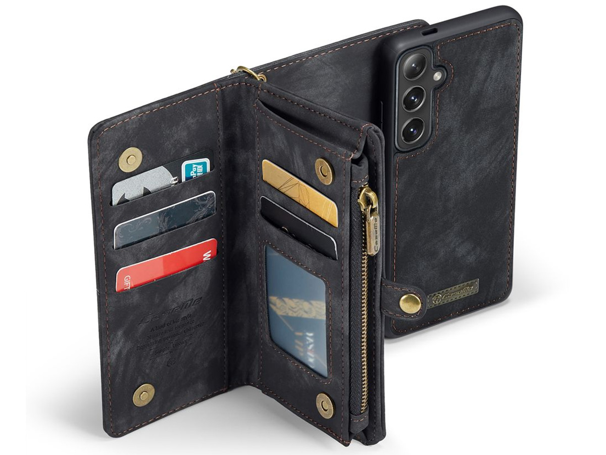 CaseMe 2in1 Wallet Ritsvak Case Zwart - Samsung Galaxy S24 FE Hoesje