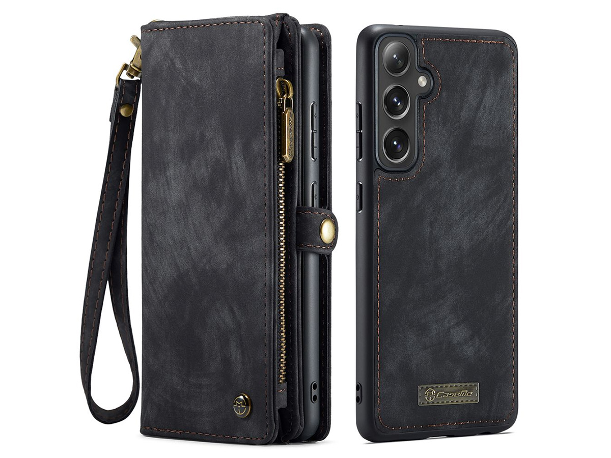 CaseMe 2in1 Wallet Ritsvak Case Zwart - Samsung Galaxy S24 FE Hoesje