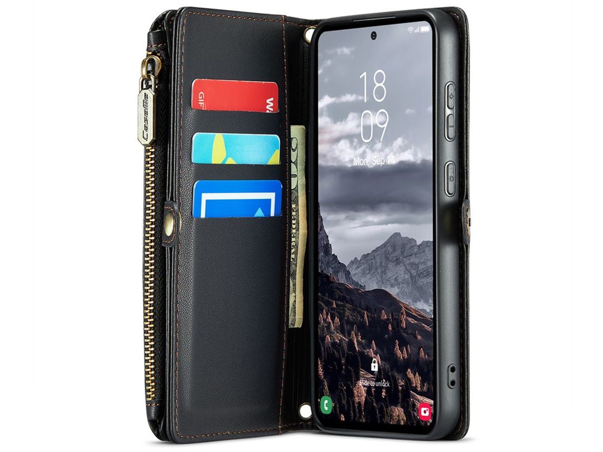 CaseMe Crossbody Wallet Ritsvak Case - Samsung Galaxy S24 FE Hoesje