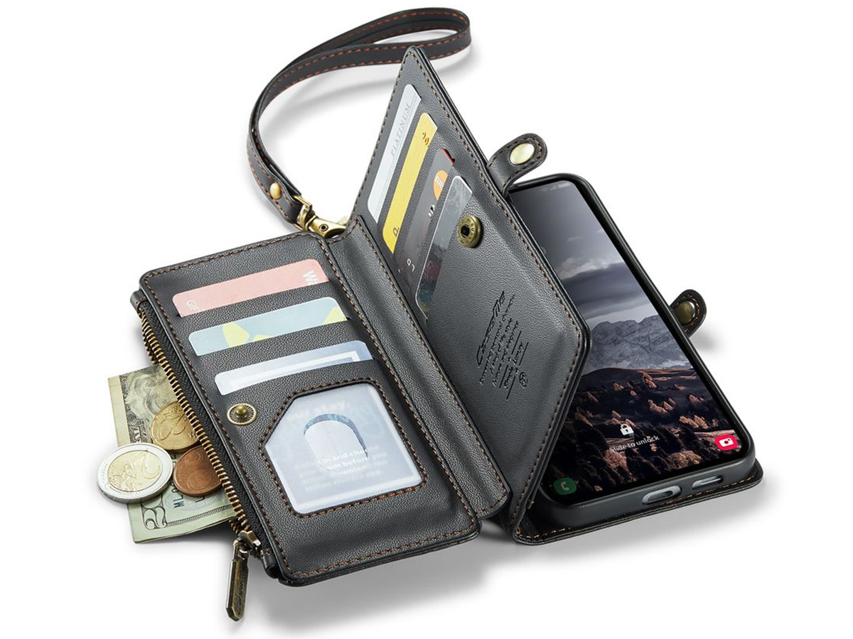 CaseMe Crossbody Wallet Ritsvak Case - Samsung Galaxy S24 FE Hoesje