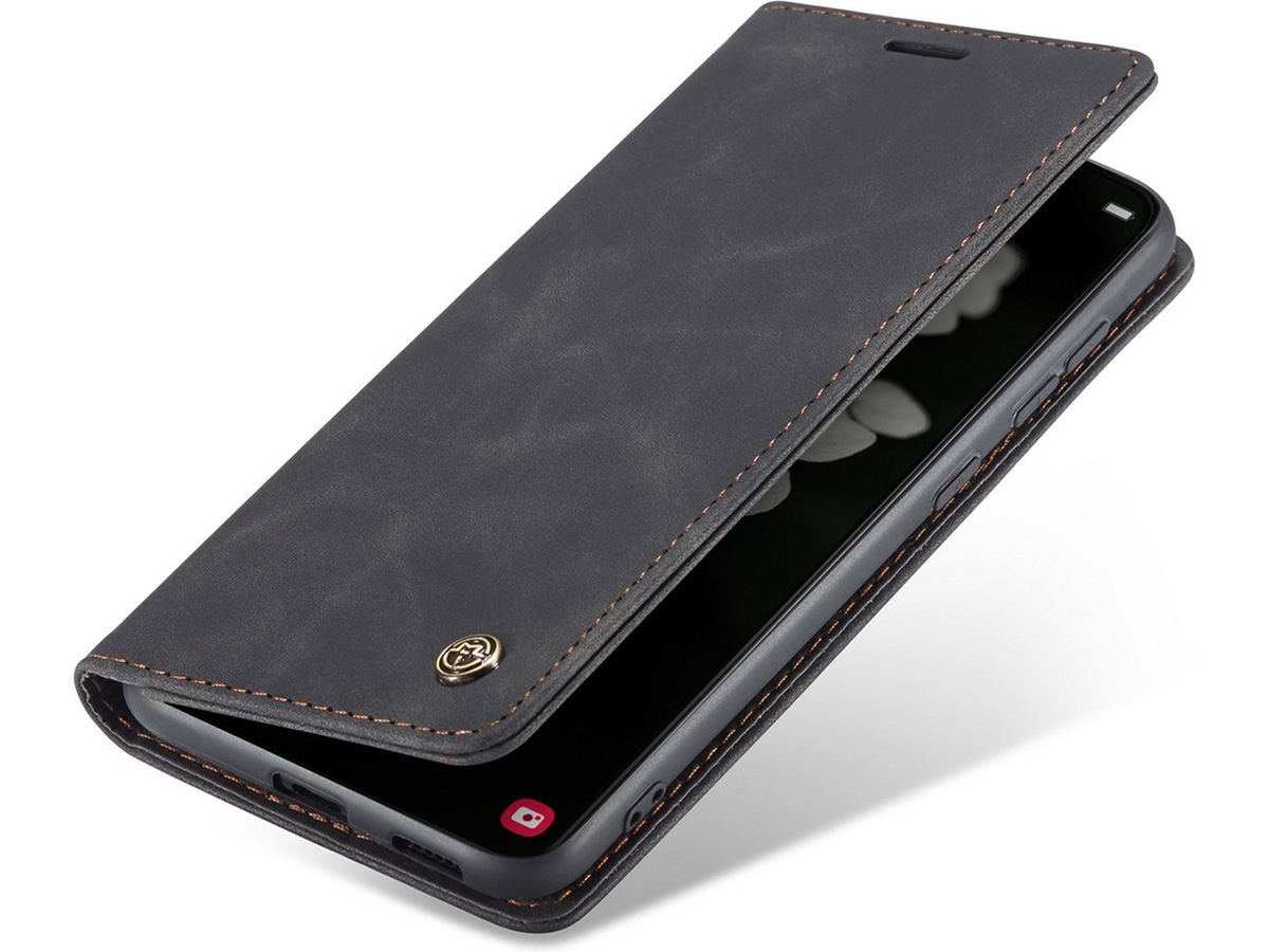 CaseMania Vintage Slim Bookcase Zwart - Samsung Galaxy S24 FE hoesje