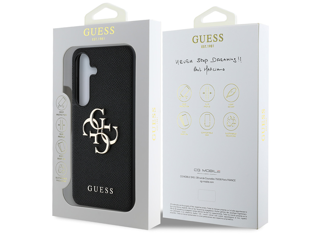 Guess Big 4G Emblem Case Zwart - Samsung Galaxy S25 hoesje