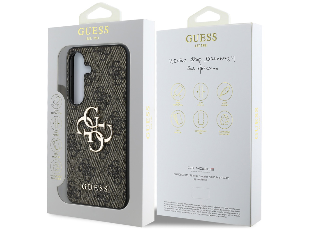 Guess Big 4G Monogram Case Bruin - Samsung Galaxy S25 hoesje