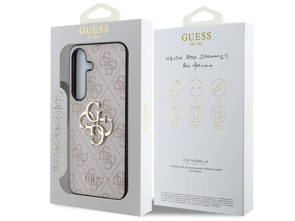 Guess Big 4G Monogram Case Roze - Samsung Galaxy S25 hoesje