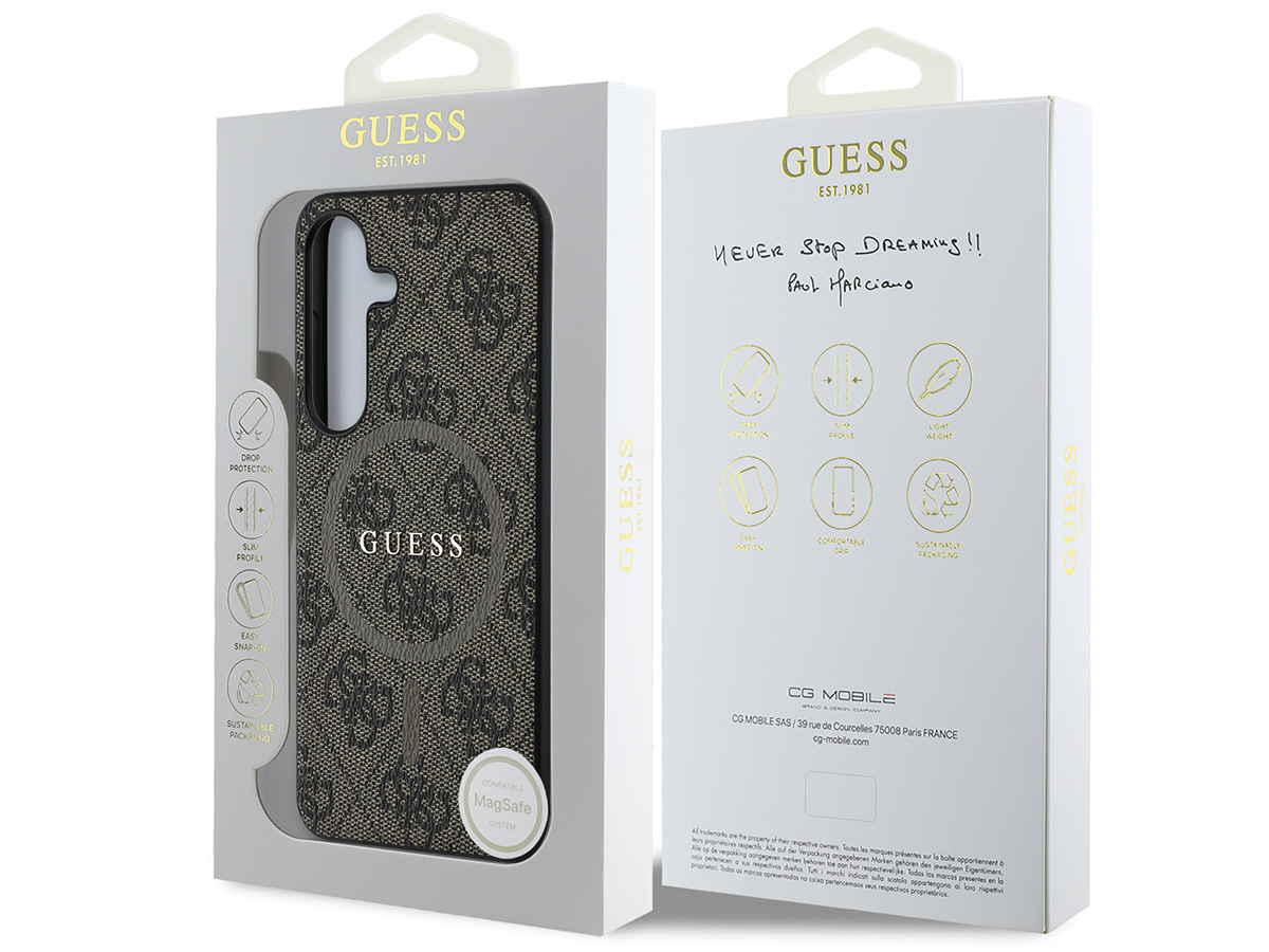 Guess Monogram MagSafe Case Bruin - Samsung Galaxy S25 hoesje