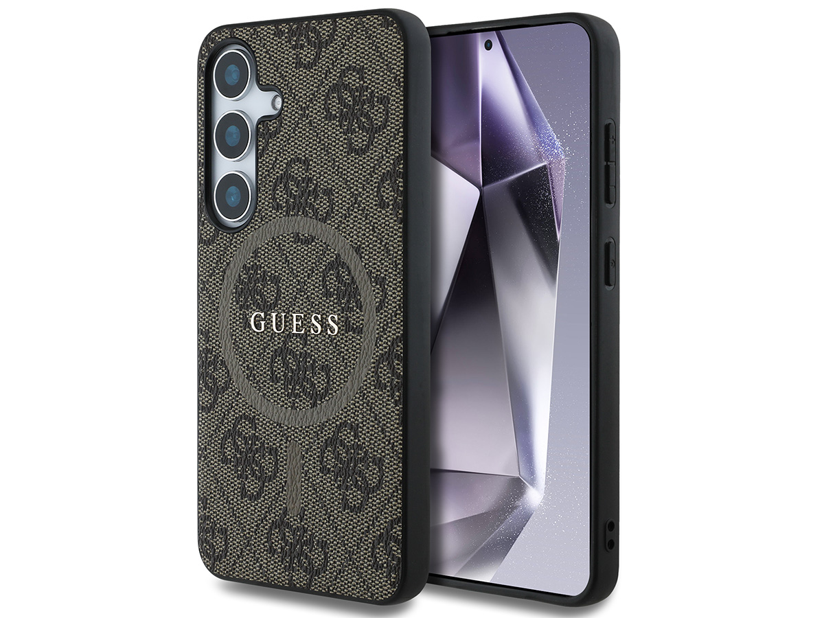 Guess Monogram MagSafe Case Bruin - Samsung Galaxy S25 hoesje