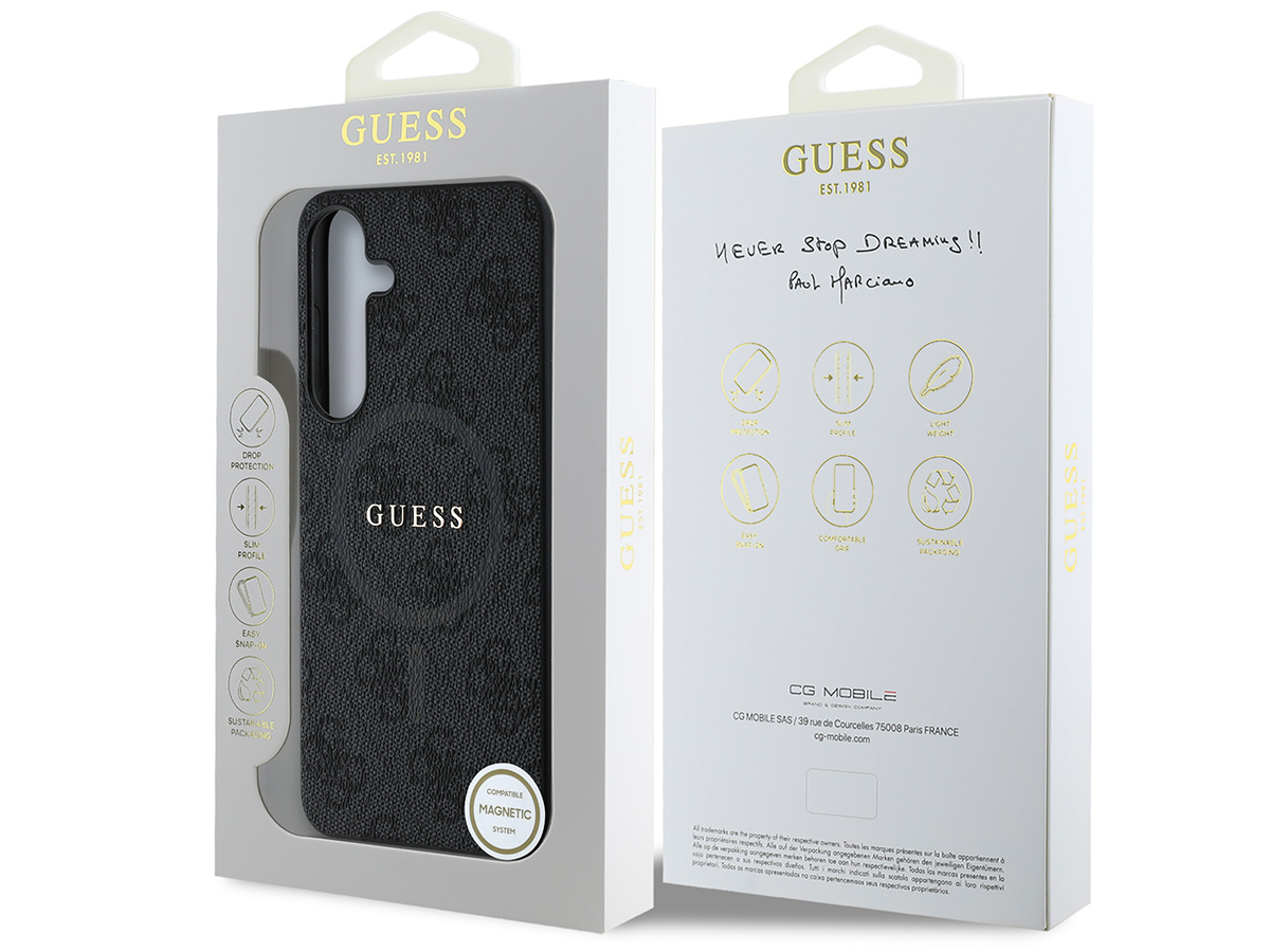 Guess Monogram MagSafe Case Grijs - Samsung Galaxy S25 hoesje