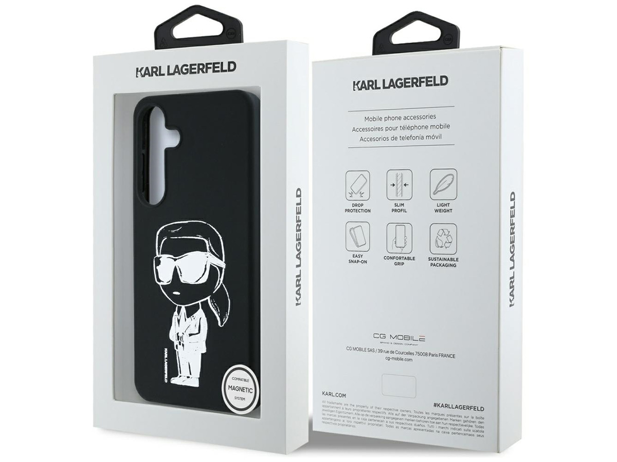 Karl Lagerfeld Graffiti MagSafe Case Zwart - Samsung Galaxy S25 hoesje