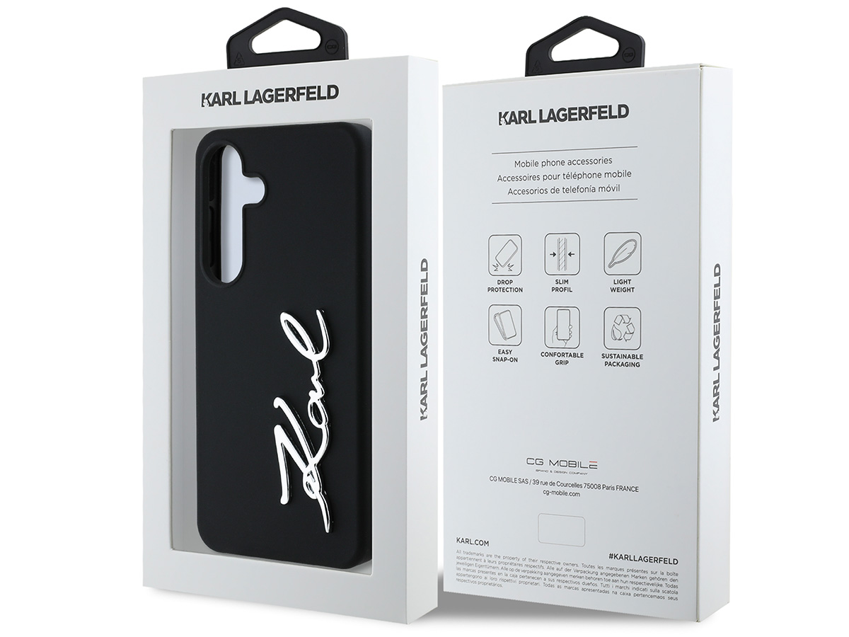 Karl Lagerfeld Signature Case Zwart - Samsung Galaxy S25 hoesje