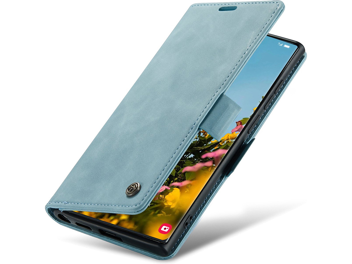 CaseMania Vintage Slim Bookcase Aqua - Samsung Galaxy S25 Ultra hoesje