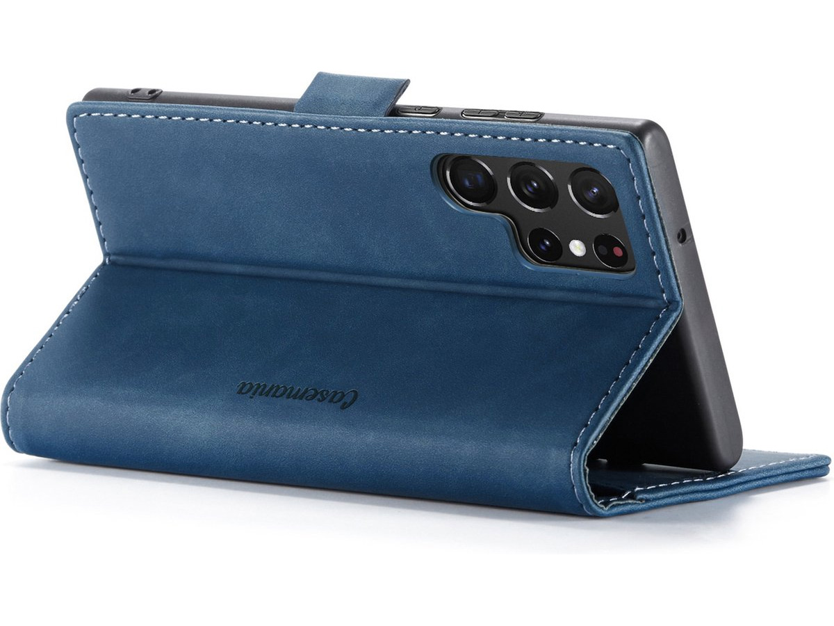 CaseMania Vintage Slim Bookcase Donkerblauw - Samsung Galaxy S25 Ultra hoesje