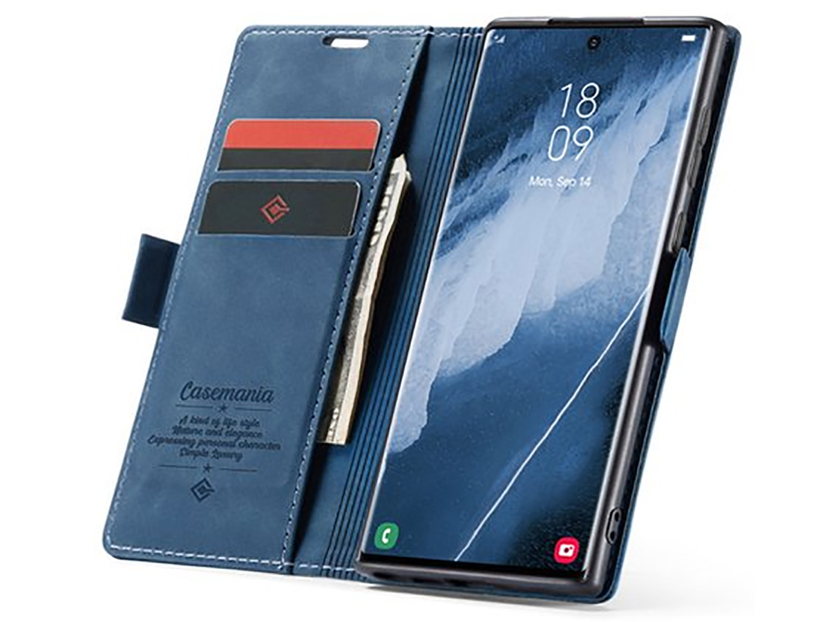 CaseMania Vintage Slim Bookcase Donkerblauw - Samsung Galaxy S25 Ultra hoesje