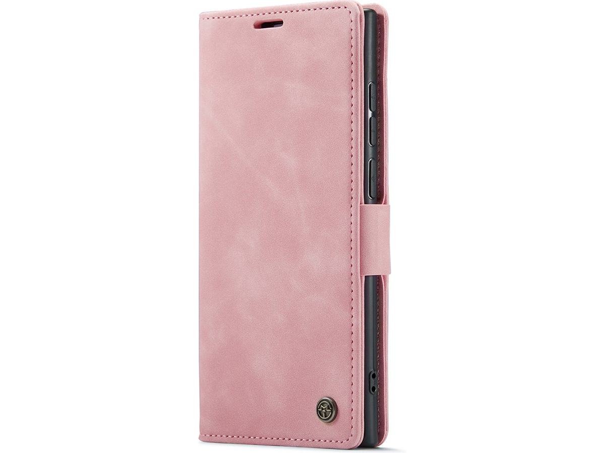 CaseMania Vintage Slim Bookcase Roze - Samsung Galaxy S25 Ultra hoesje