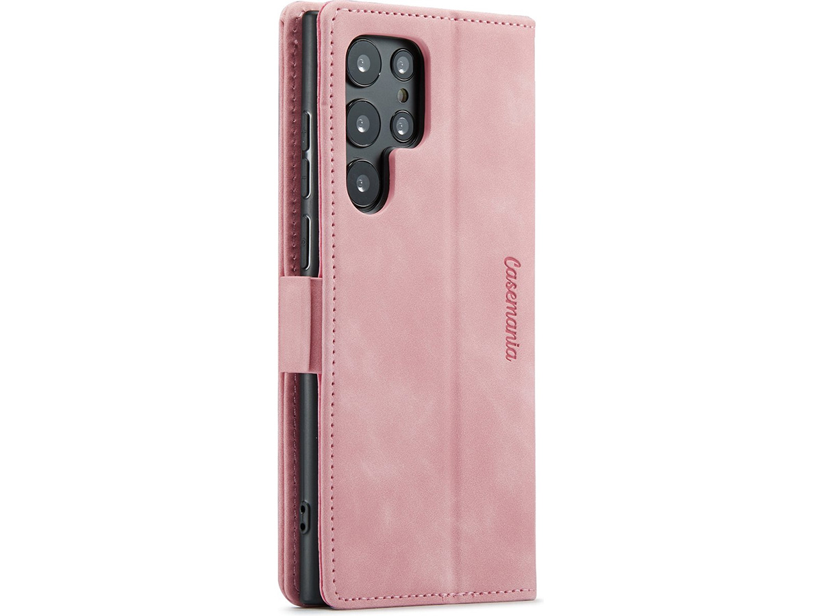 CaseMania Vintage Slim Bookcase Roze - Samsung Galaxy S25 Ultra hoesje