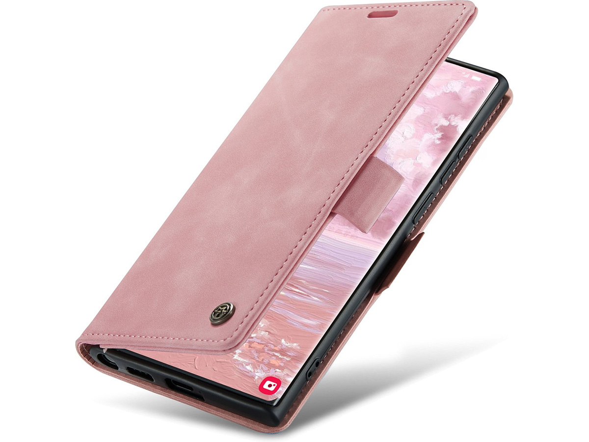 CaseMania Vintage Slim Bookcase Roze - Samsung Galaxy S25 Ultra hoesje