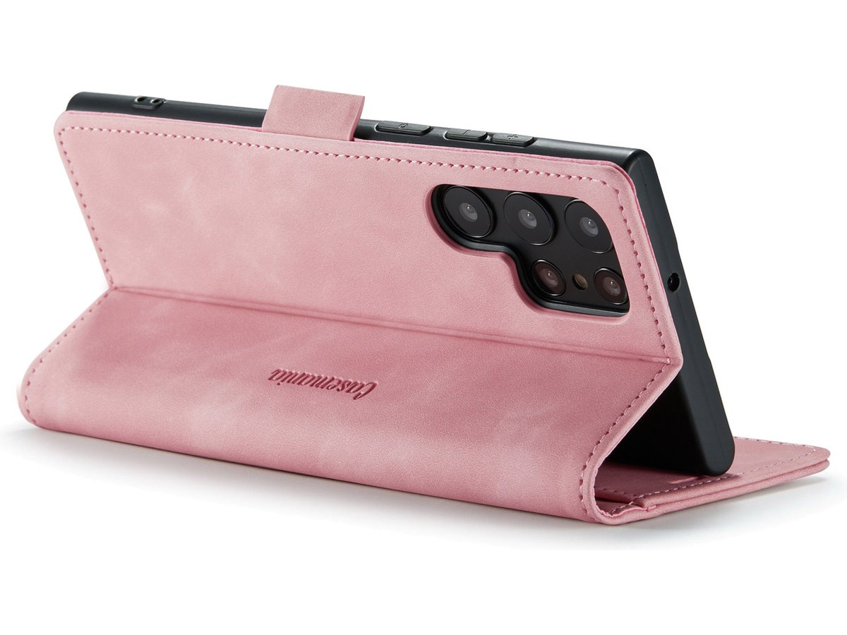 CaseMania Vintage Slim Bookcase Roze - Samsung Galaxy S25 Ultra hoesje