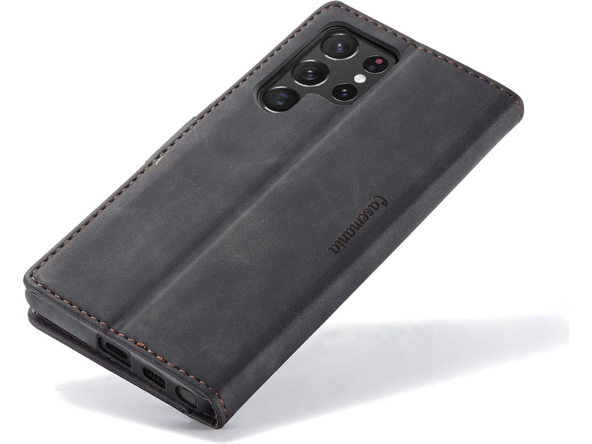 CaseMania Vintage Slim Bookcase Zwart - Samsung Galaxy S25 Ultra hoesje