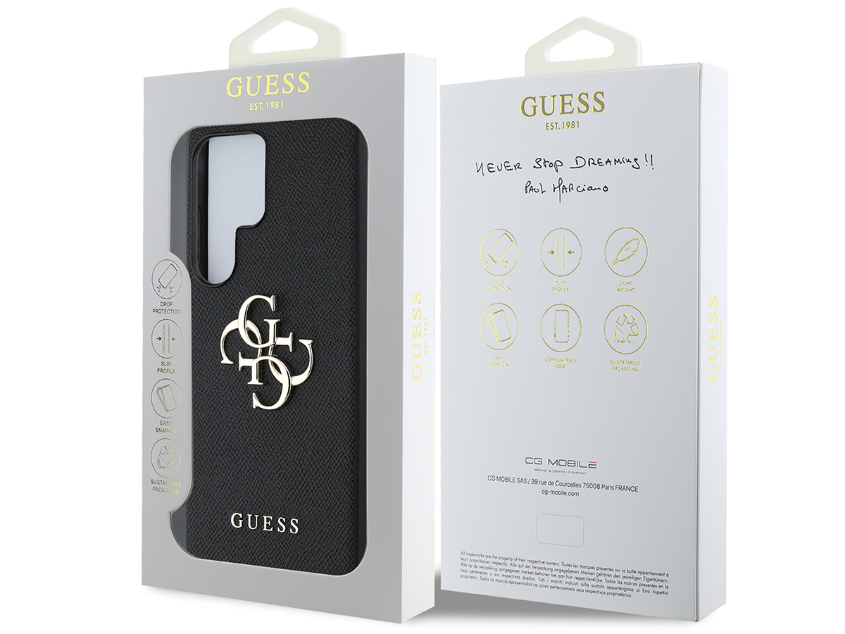 Guess Big 4G Emblem Case Zwart - Samsung Galaxy S25 Ultra hoesje