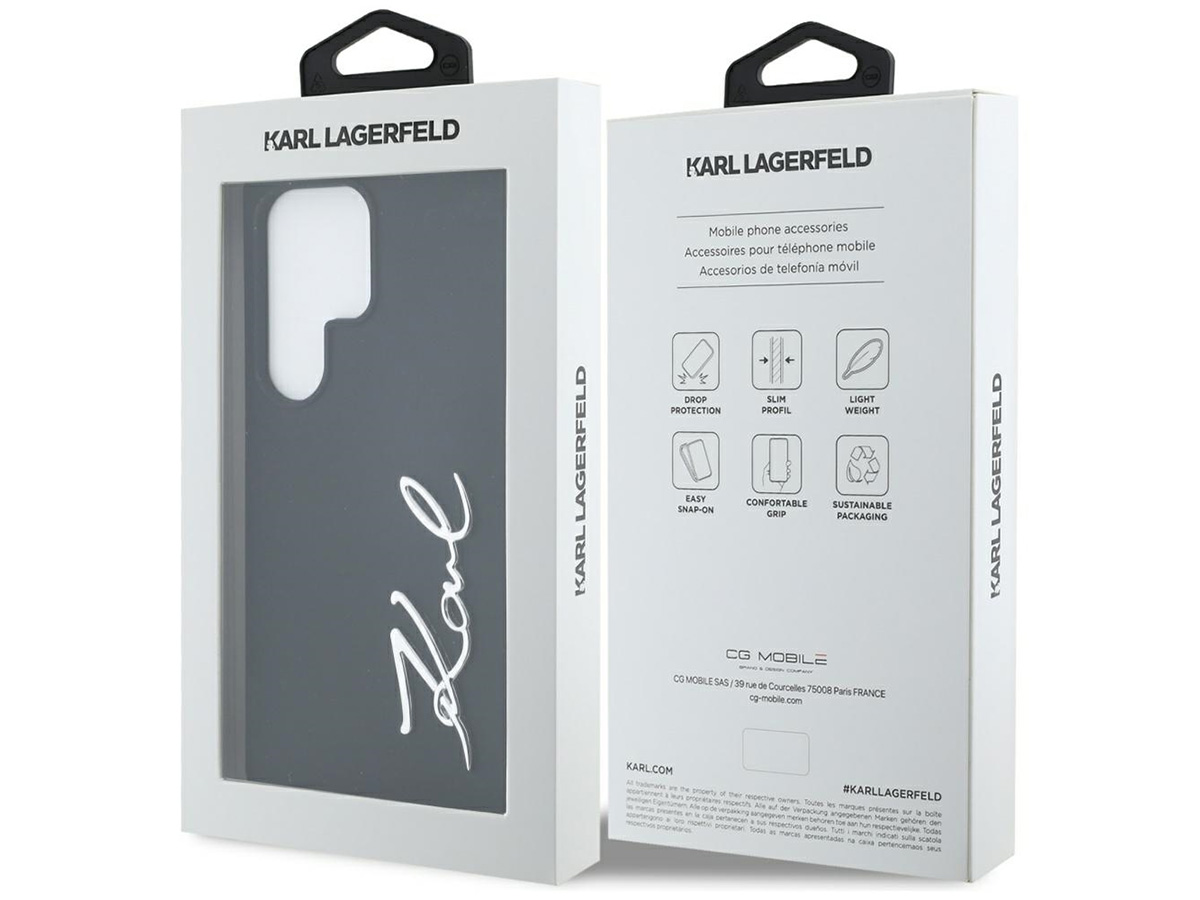 Karl Lagerfeld Signature Case Zwart - Samsung Galaxy S25 Ultra hoesje