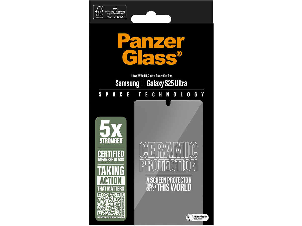 PanzerGlass Samsung Galaxy S25 Ultra Ceramic Screen Protector Ultra Wide Fit met EasyAligner