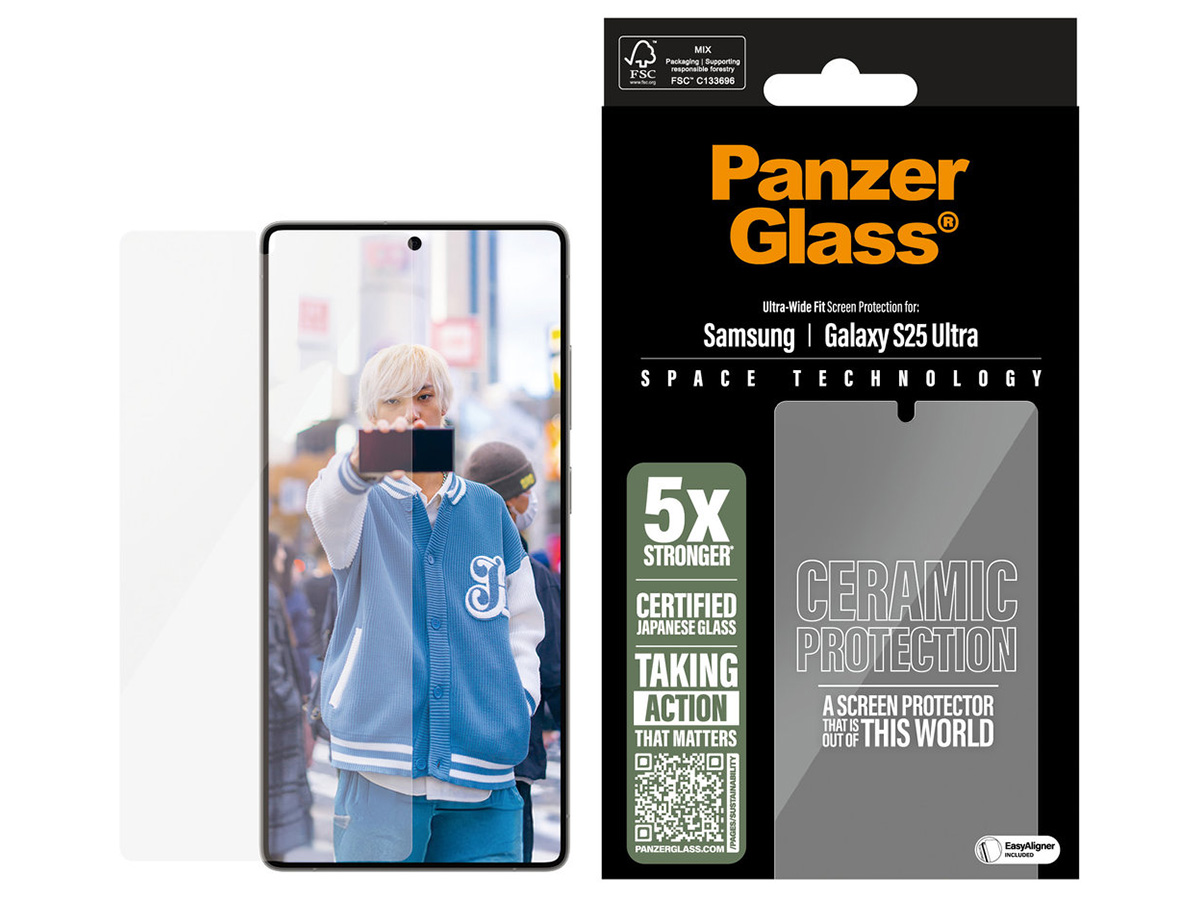 PanzerGlass Samsung Galaxy S25 Ultra Ceramic Screen Protector Ultra Wide Fit met EasyAligner