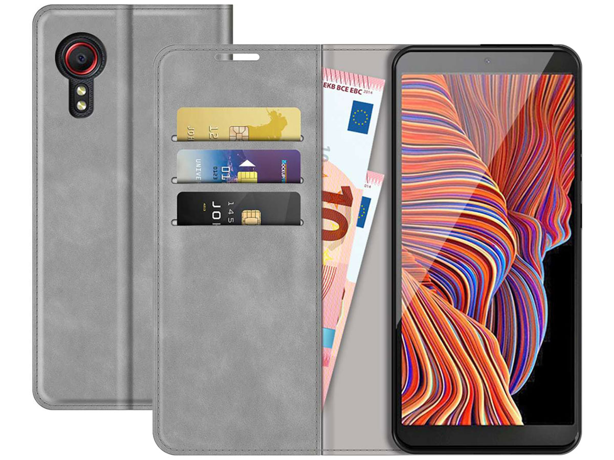 Per ongeluk Bijdragen Laatste Magnetic Bookcase Grijs Samsung Galaxy Xcover 5 Hoesje