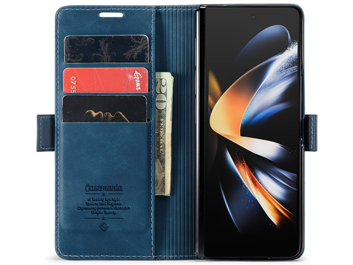 CaseMania Vintage Slim Bookcase Blauw - Samsung Galaxy Z Fold 6 hoesje